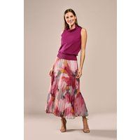 Eleganter Plissee-Midi-Rock mit Blumenmuster
