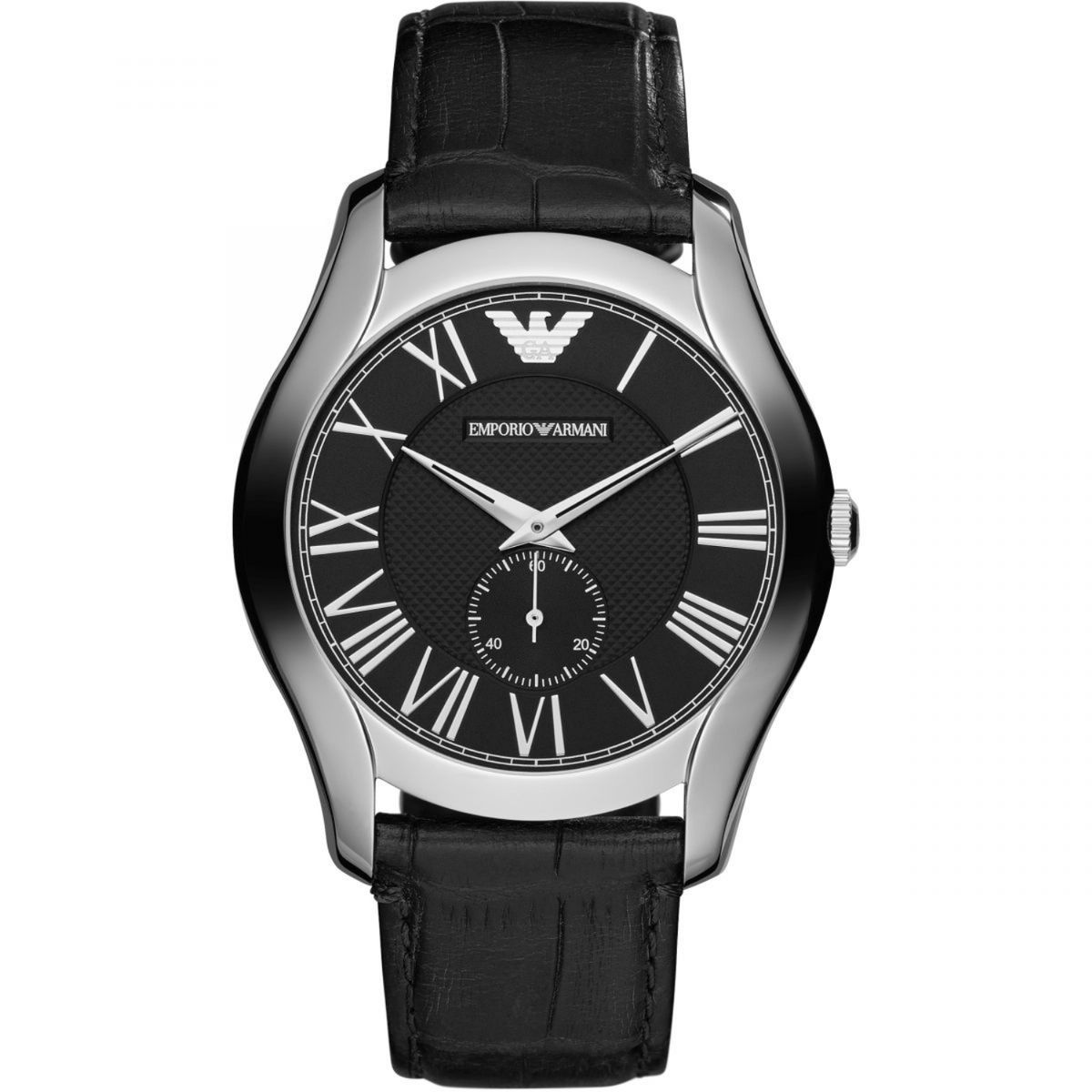 Elegante Uhr mit schwarzem Lederarmband