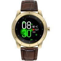 Goldfarbene Smartwatch mit Lederarmband