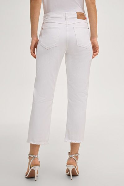 Joop! Weiße Straight Leg Jeans Cropped Fransen Denim