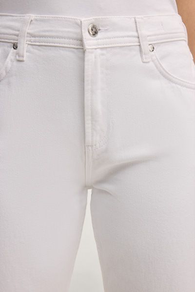 Joop! Weiße Straight Leg Jeans Cropped Fransen Denim