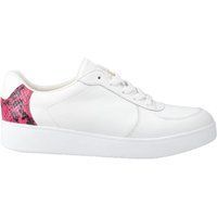 FitFlop - Damen Sneaker, Schlangenmuster, Leder (Weiß/Himbeere)