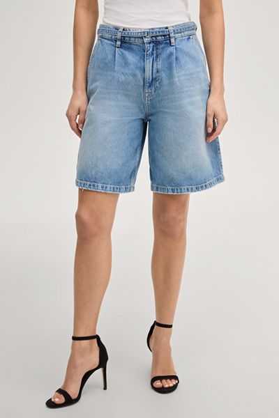 Joop! Eike Damen Jeans Bermuda Shorts Hellblau mit Bundfalten