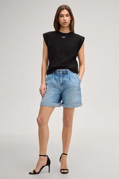 Joop! Eike Damen Jeans Bermuda Shorts Hellblau mit Bundfalten