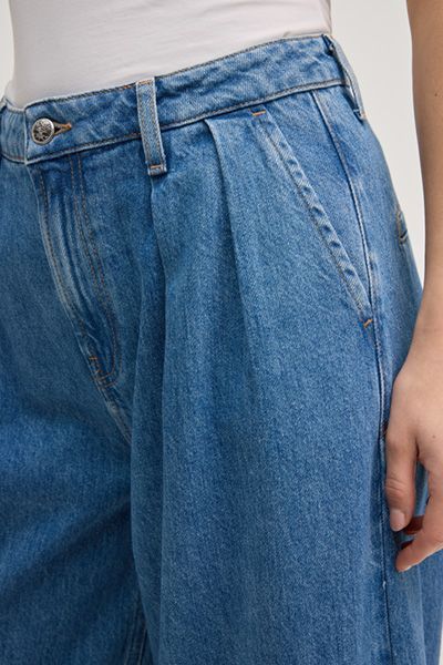 Wide Leg Jeans Elise mit Bundfalten in Mid Blue Denim