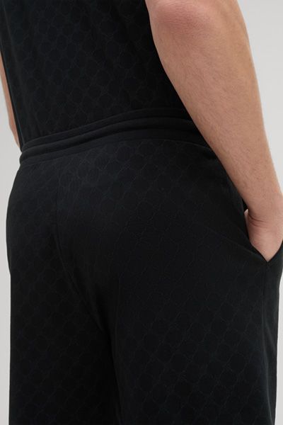 Cornflower Herren Schwarze Baumwoll Lounge Shorts mit Allover-Design