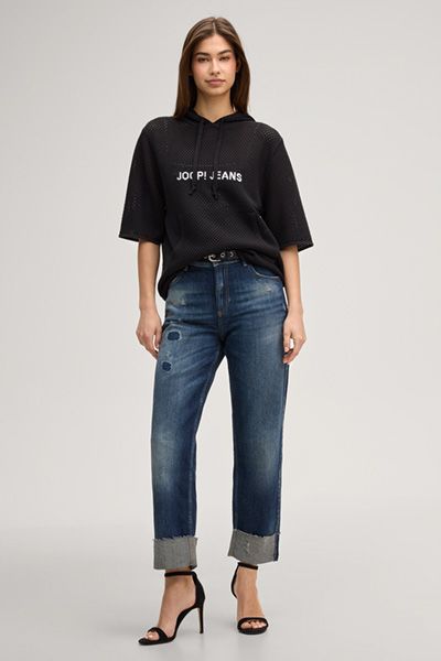 Joop Jeans Maike Straight Leg Distressed Denim Jeans Blau