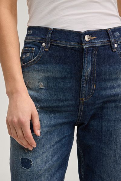 Joop Jeans Maike Straight Leg Distressed Denim Jeans Blau