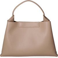 Strukturierte Schultertasche aus taupefarbenem Leder