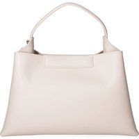 Strukturierte Schultertasche aus taupefarbenem Leder