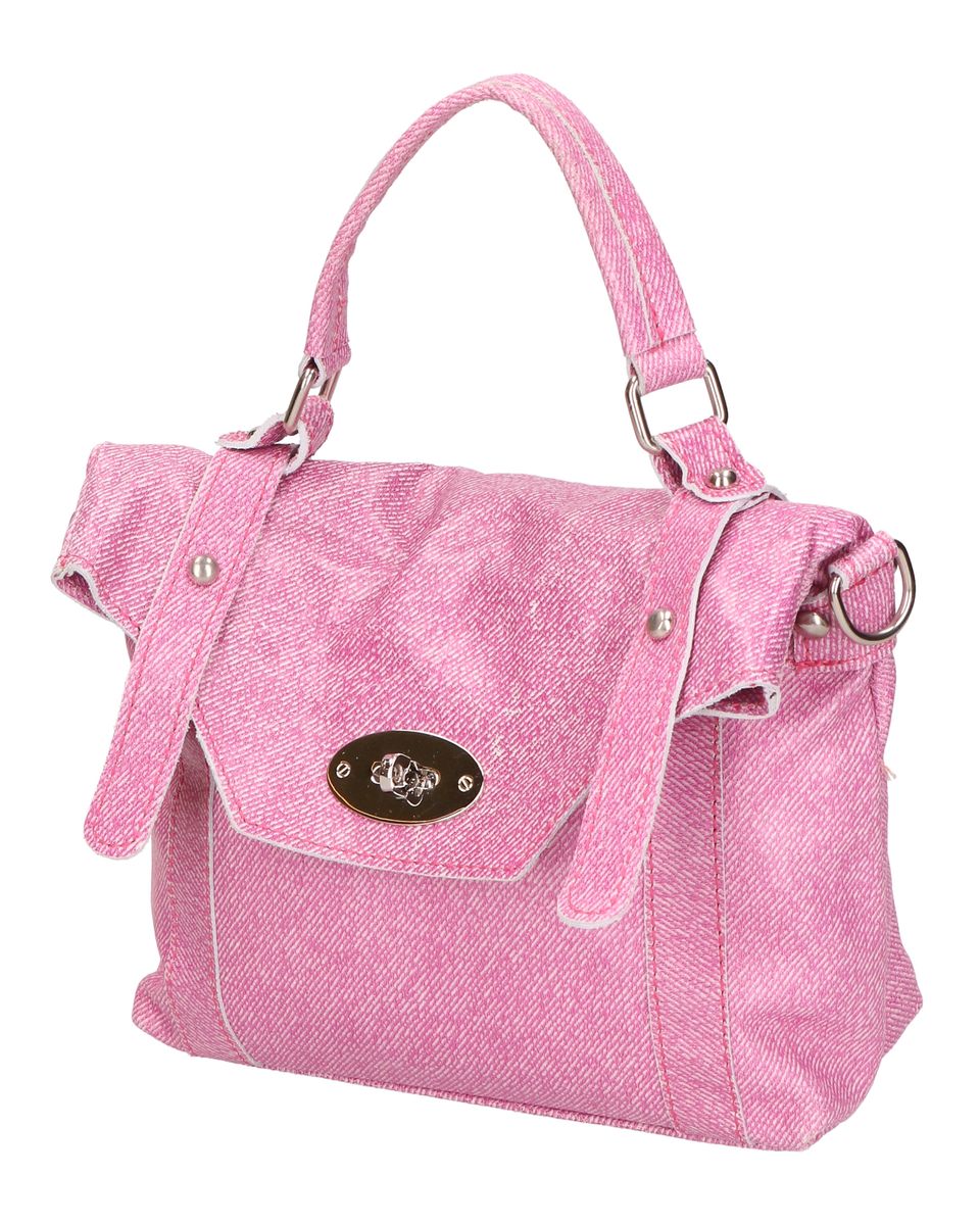 Strukturierte Lederhandtasche mit Drehverschluss
