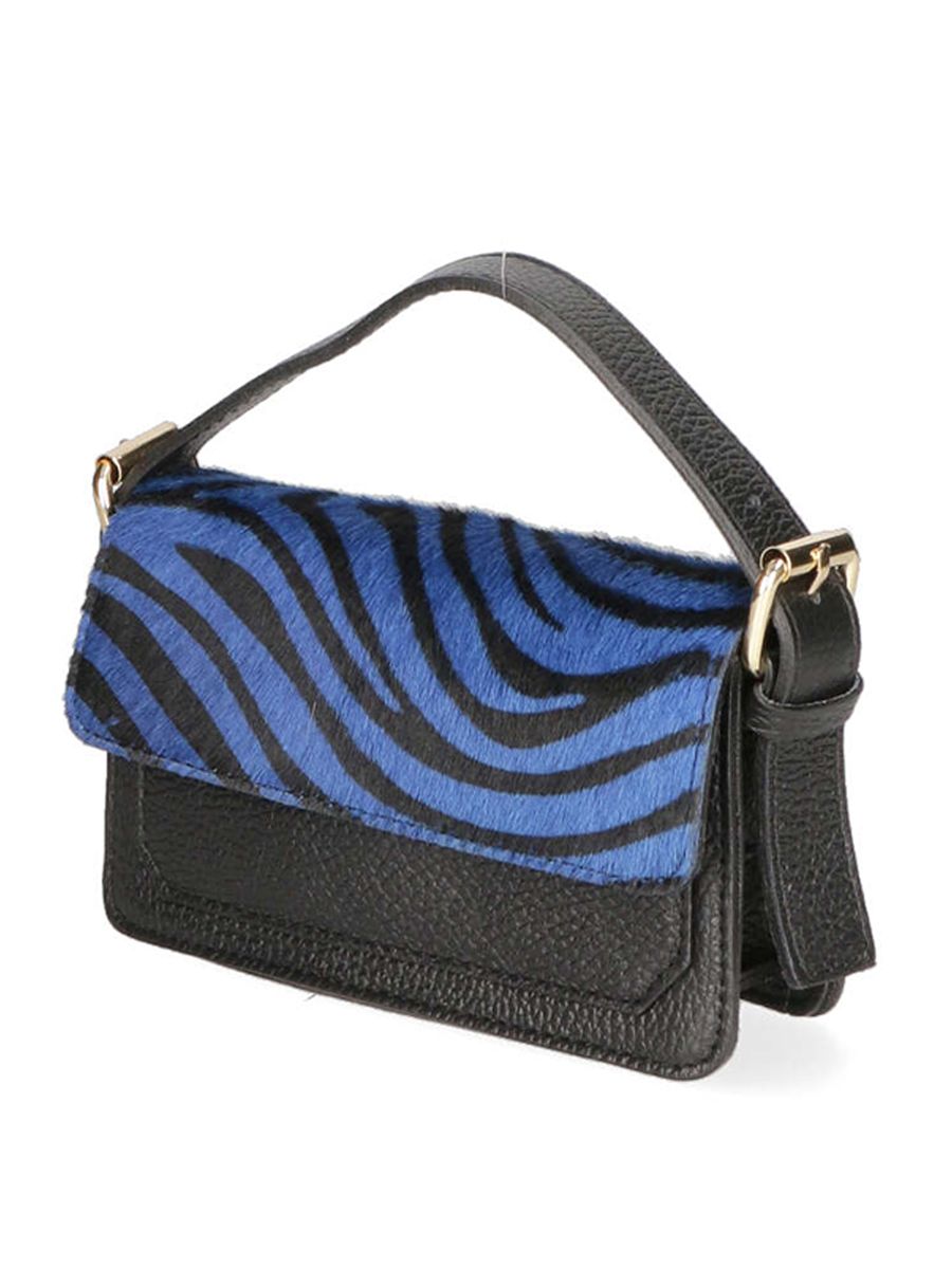 Mini-Tasche mit Tierprint-Fellbesatz