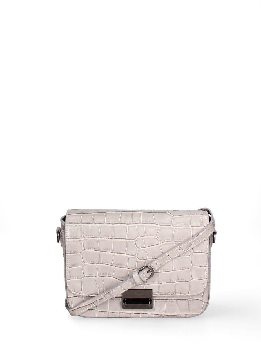 Metallic Schultertasche mit Reptilienprägung