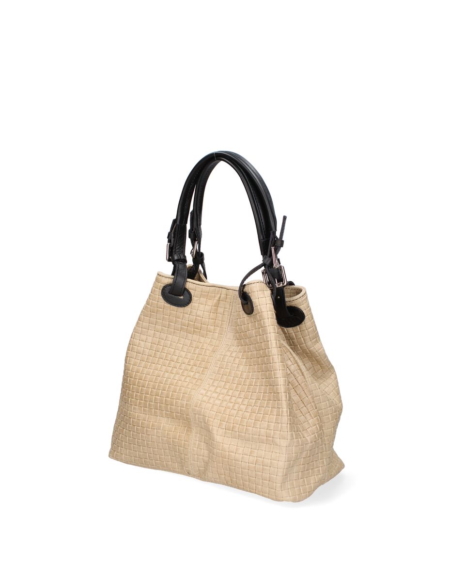 Schultertasche mit Webmuster aus Wildleder