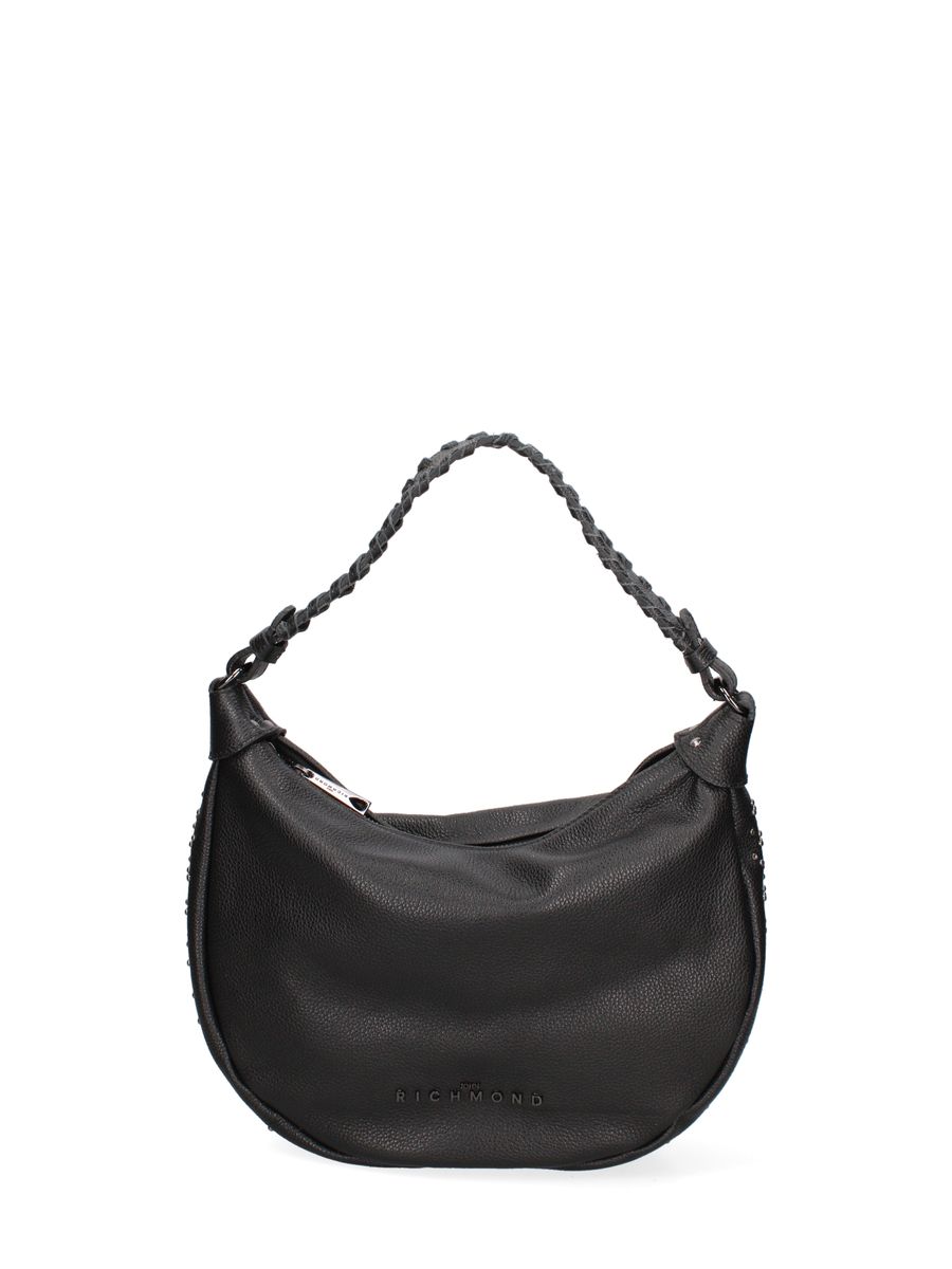Überschlagtasche mit Nieten und Riemen