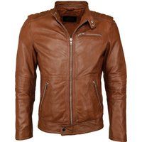 Herren Biker Jacke aus braunem Leder