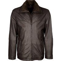 Klassische Lederjacke mit Kunstfellkragen