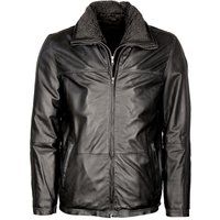 Klassische Lederjacke mit Kunstfellkragen