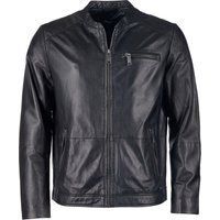 Moderne schwarze Lederjacke mit Reißverschluss
