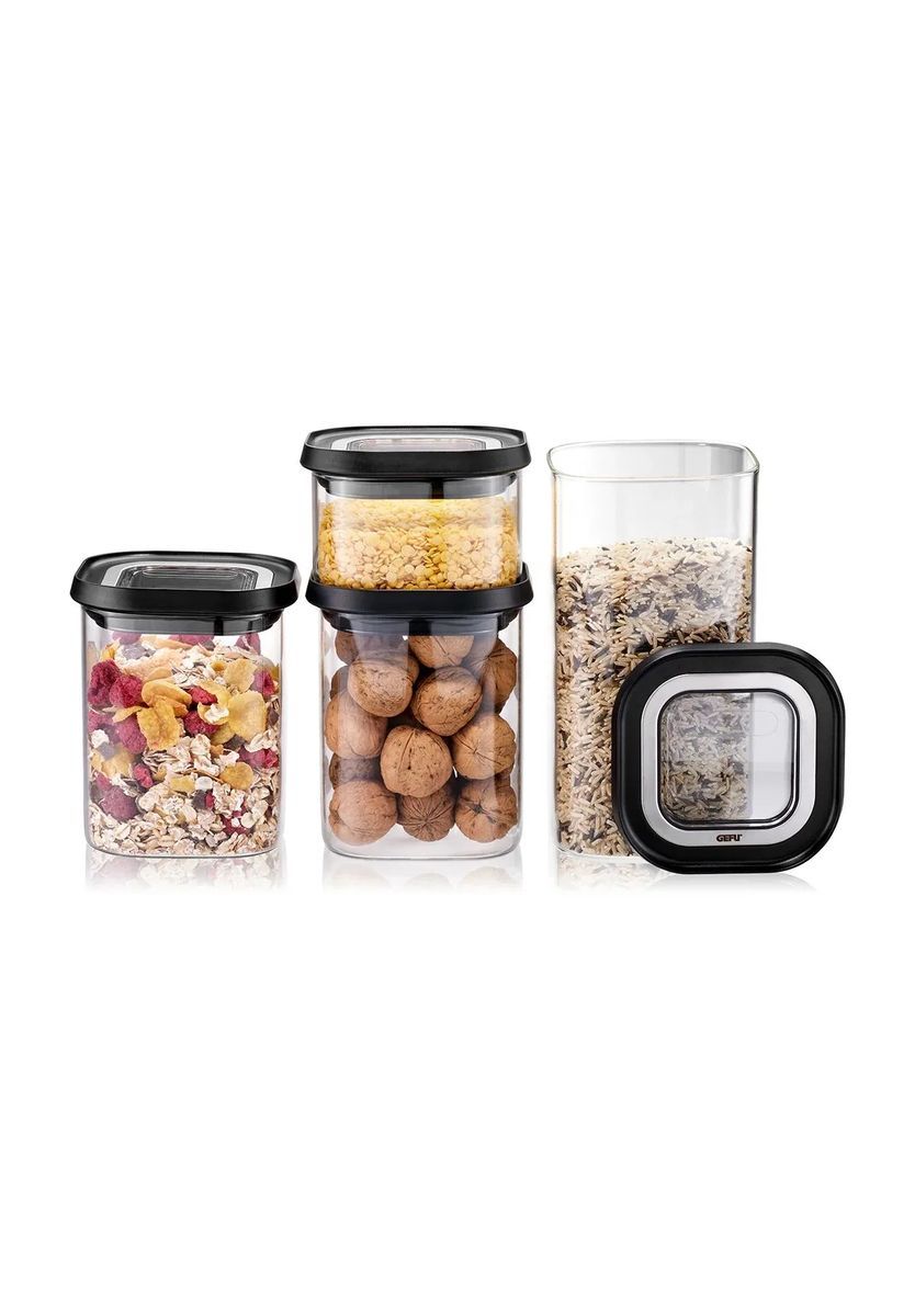 GEFU® Vorratsdosen-Set, 4-teilig, transparent|schwarz