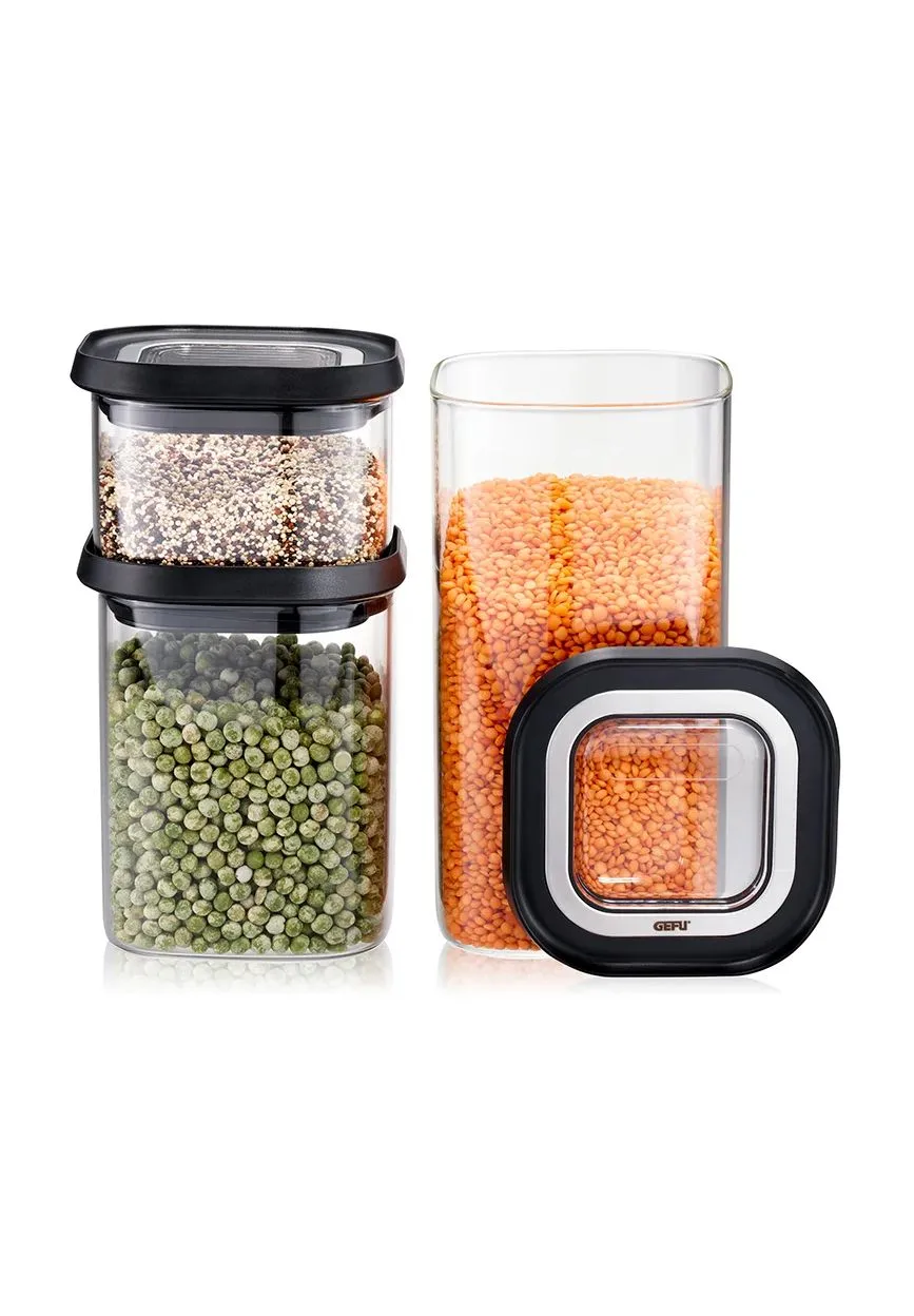 GEFU® Vorratsdosen-Set, 3-teilig, transparent|schwarz, 99