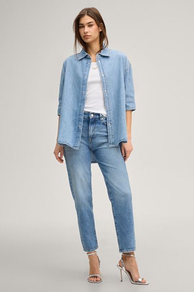 Uma Hellblaues Jeanshemd Oversized Fit 3/4 Ärmel