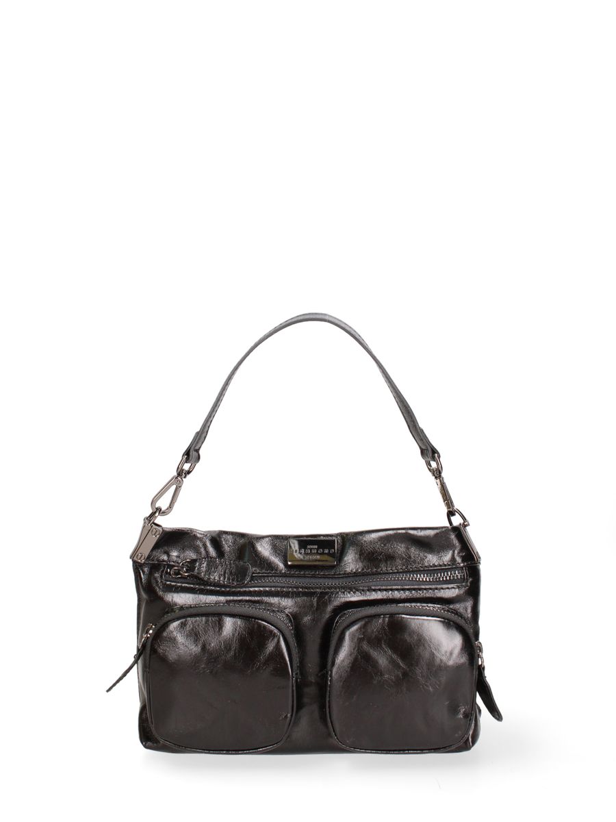 Ledertasche mit Schulterriemen und Taschen