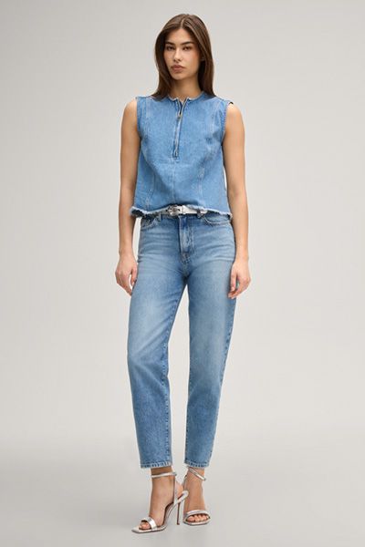 Joop! Jeans-Top Ute Hellblau Baumwolle Denim Ärmellos Reißverschluss