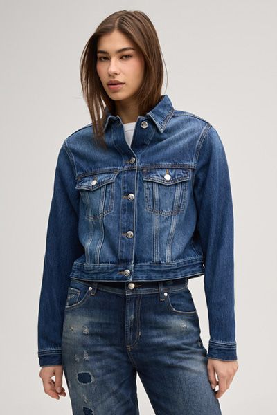 Joop! Jeans Imani Blaue Jeansjacke Cropped Aufgesetzte Taschen
