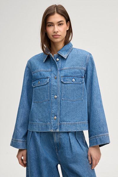 JOOP! Jeans Inoa Denimjacke cropped kastenförmig blau