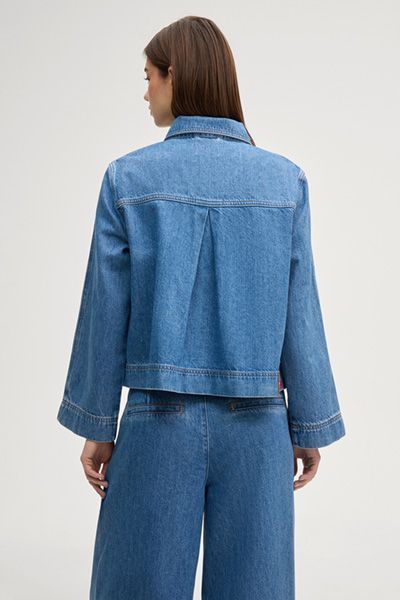 JOOP! Jeans Inoa Denimjacke cropped kastenförmig blau