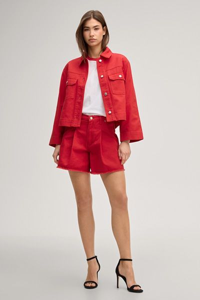 Joop! Inoa Rote Jeansjacke aus Baumwolle mit Taschen und Knöpfen