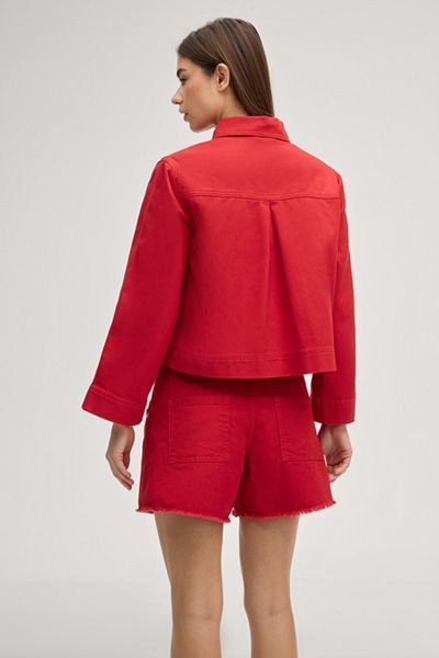 Joop! Inoa Rote Jeansjacke aus Baumwolle mit Taschen und Knöpfen