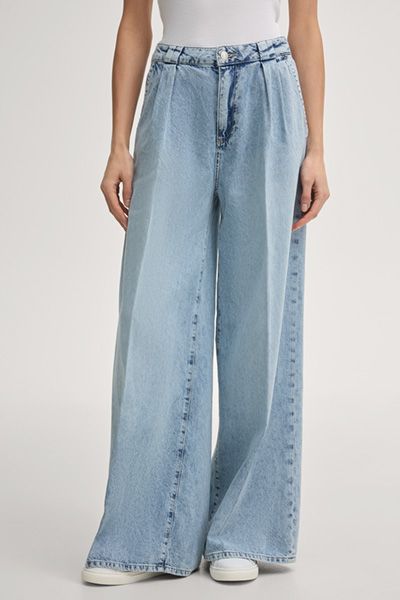 Wide Leg Jeans Emanuela, hellblauer Denim, hohe Taille