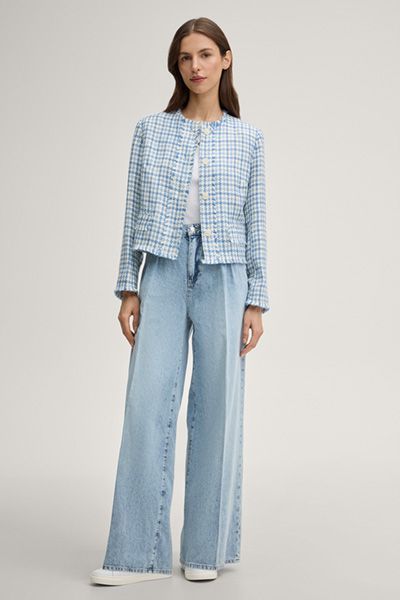 Wide Leg Jeans Emanuela, hellblauer Denim, hohe Taille