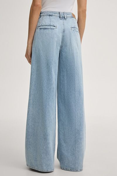 Wide Leg Jeans Emanuela, hellblauer Denim, hohe Taille