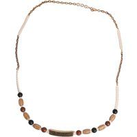 Halskette mit Holzperlen und Metallkette