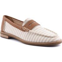 Sperry Port Driving Textil Damen Weiß/Braun Standard Slipper