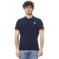 Herren Marineblaues Poloshirt mit orangem Besatz