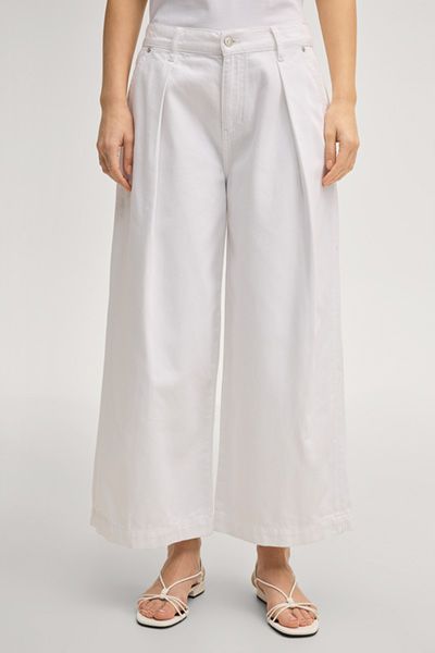 Joop! Enrica Cropped Wide Leg Jeans in Weiß mit Bundfalten