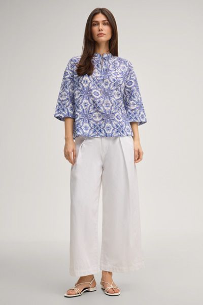 Joop! Enrica Cropped Wide Leg Jeans in Weiß mit Bundfalten