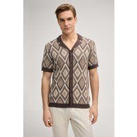 JOOP! Strickshirt Diamor in Braun Beige Rautenmuster Baumwolle