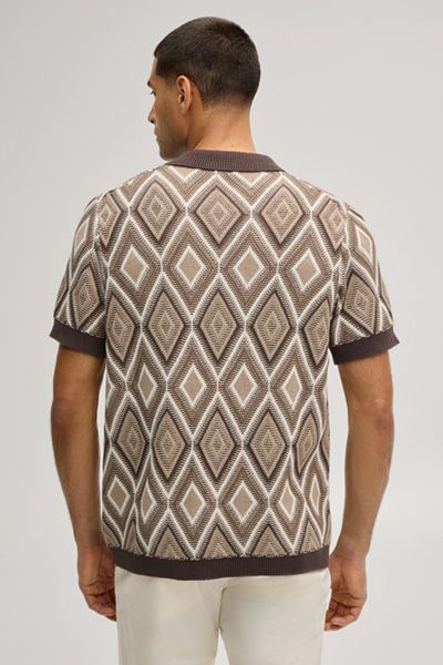 JOOP! Strickshirt Diamor in Braun Beige Rautenmuster Baumwolle
