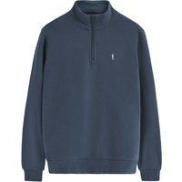 Herren Sweatshirt Denimblau mit halbem Reißverschluss