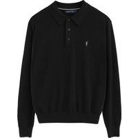 Schwarzer Pullover mit Polo-Kragen aus Wollmischung