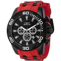 Schwarze Chronographenuhr mit rotem Armband