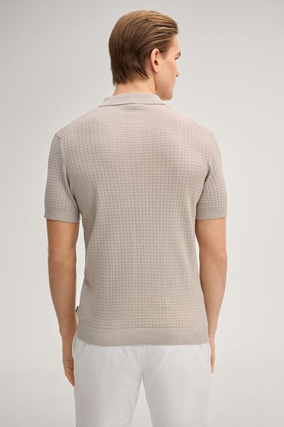 Joop! Vanceo Sandfarbenes, strukturiertes Poloshirt Kurzarm Waffelstrick