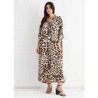 Hemdblusenkleid mit Knopfleiste und Animal-Print