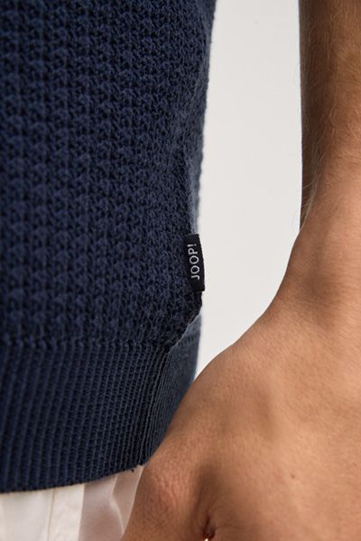 Joop! Vascor Marineblaues Struktur-Piqué-Polohemd mit Reißverschluss