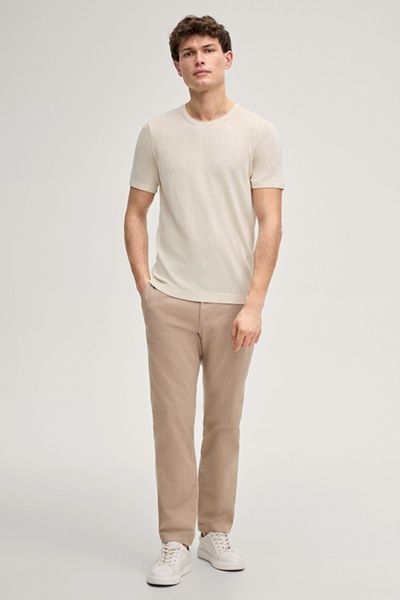 Joop! Marosoro Offwhite Strick T-Shirt Leinenmischung Kurze Ärmel